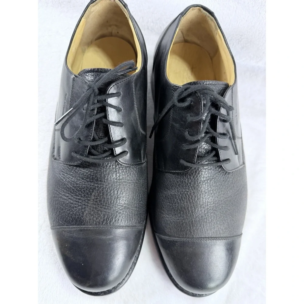 VTG Tauer & Johnson Men's 9 2E Black Leather Cap Toe Oxford Dress Shoes 1990 Mex